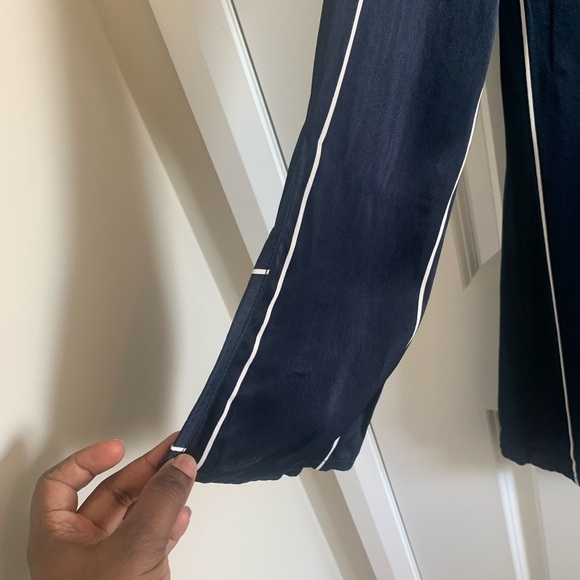 Faithfull the Brand Blue Striped Mini Dress Slip Satin V-back Size 4 - Picture 9 of 14